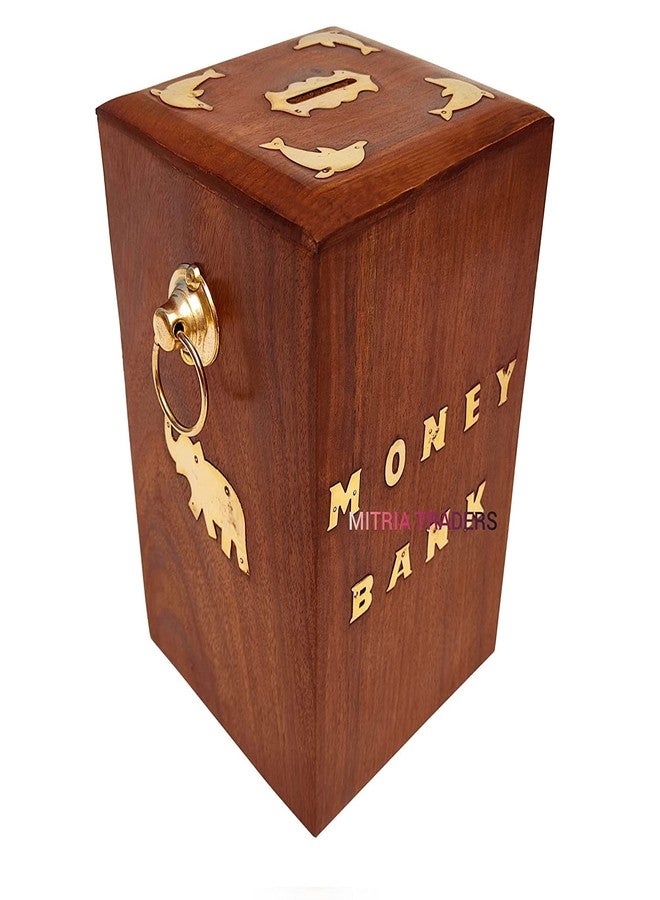 MITRIA TRADERS Money Bank - Master Size/Big Size Large Piggy Bank Wooden 6 X 5 Inch For Kids And Adults (Brown), Antique - Image 2